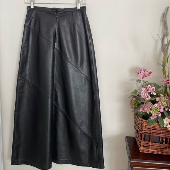 Black A-Line Asymmetrical Midi Skirt for Work - Picture 2 of 4